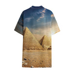 Pyramid Sunset Print Cotton Hawaiian Shirt