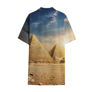 Pyramid Sunset Print Cotton Hawaiian Shirt