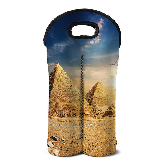 Pyramid Sunset Print Double Neoprene Wine Tote