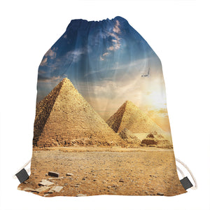 Pyramid Sunset Print Drawstring Bag