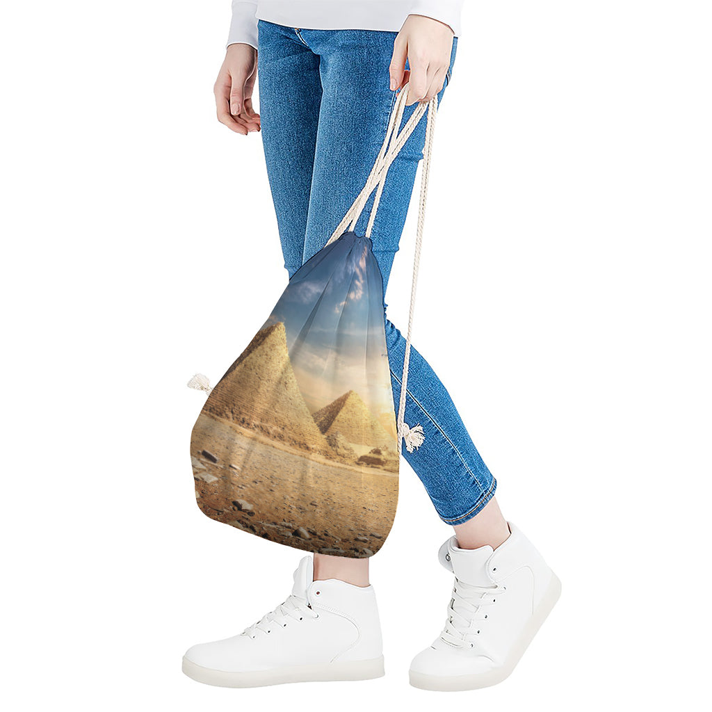 Pyramid Sunset Print Drawstring Bag