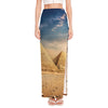 Pyramid Sunset Print High Slit Maxi Skirt