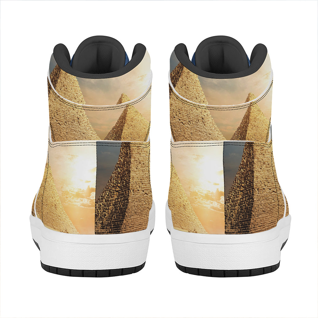 Pyramid Sunset Print High Top Leather Sneakers