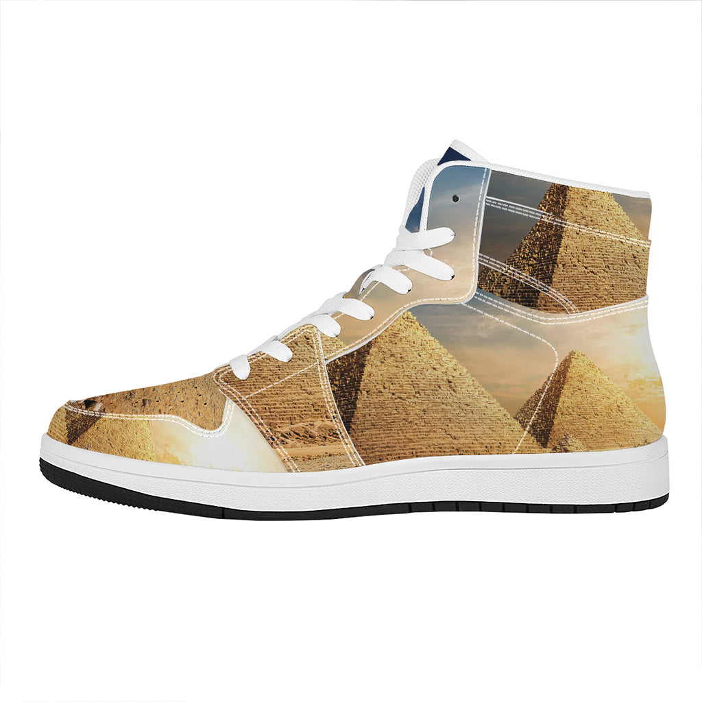 Pyramid Sunset Print High Top Leather Sneakers