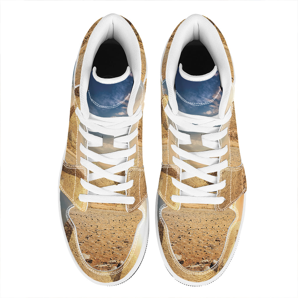 Pyramid Sunset Print High Top Leather Sneakers