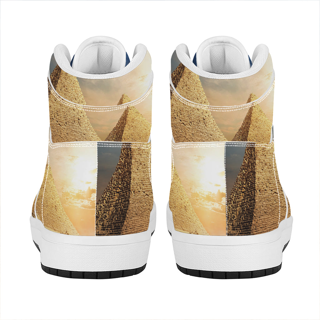 Pyramid Sunset Print High Top Leather Sneakers