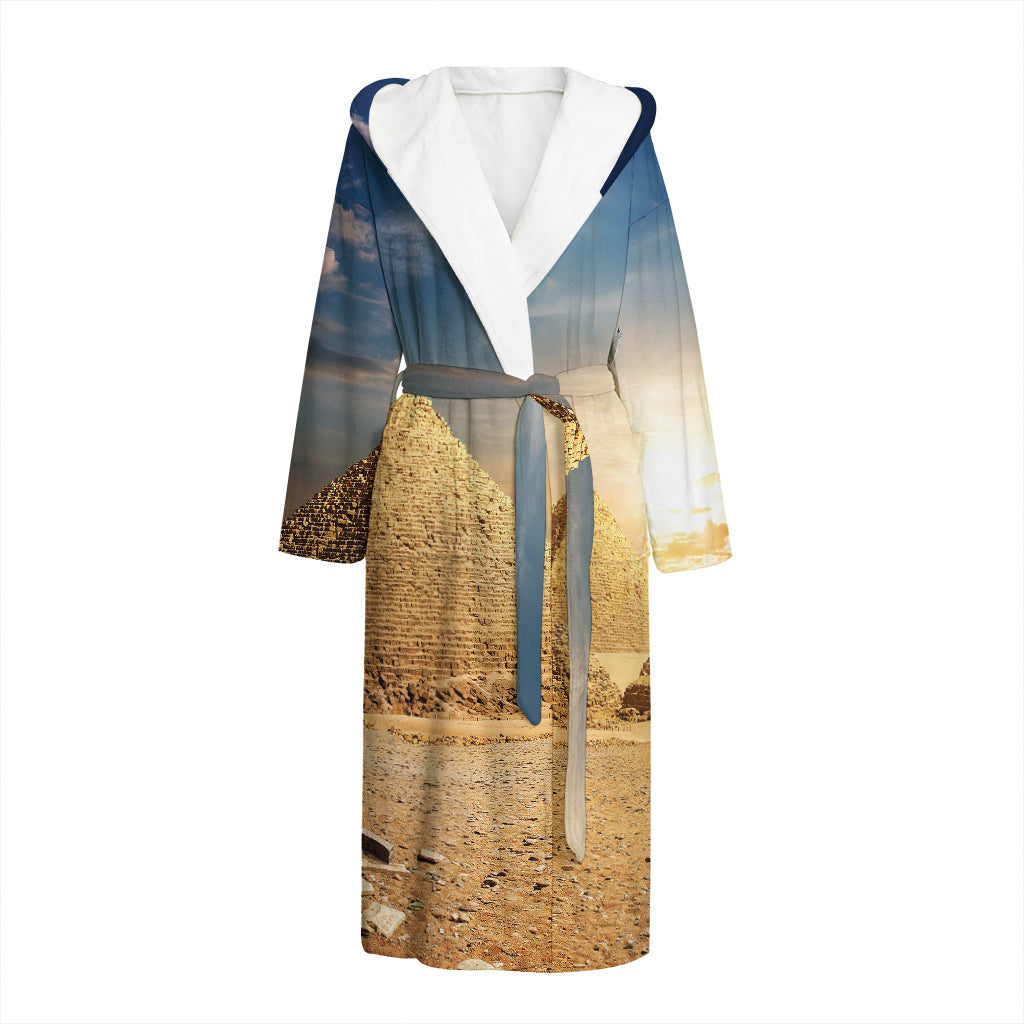 Pyramid Sunset Print Hooded Bathrobe