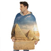 Pyramid Sunset Print Hoodie Blanket