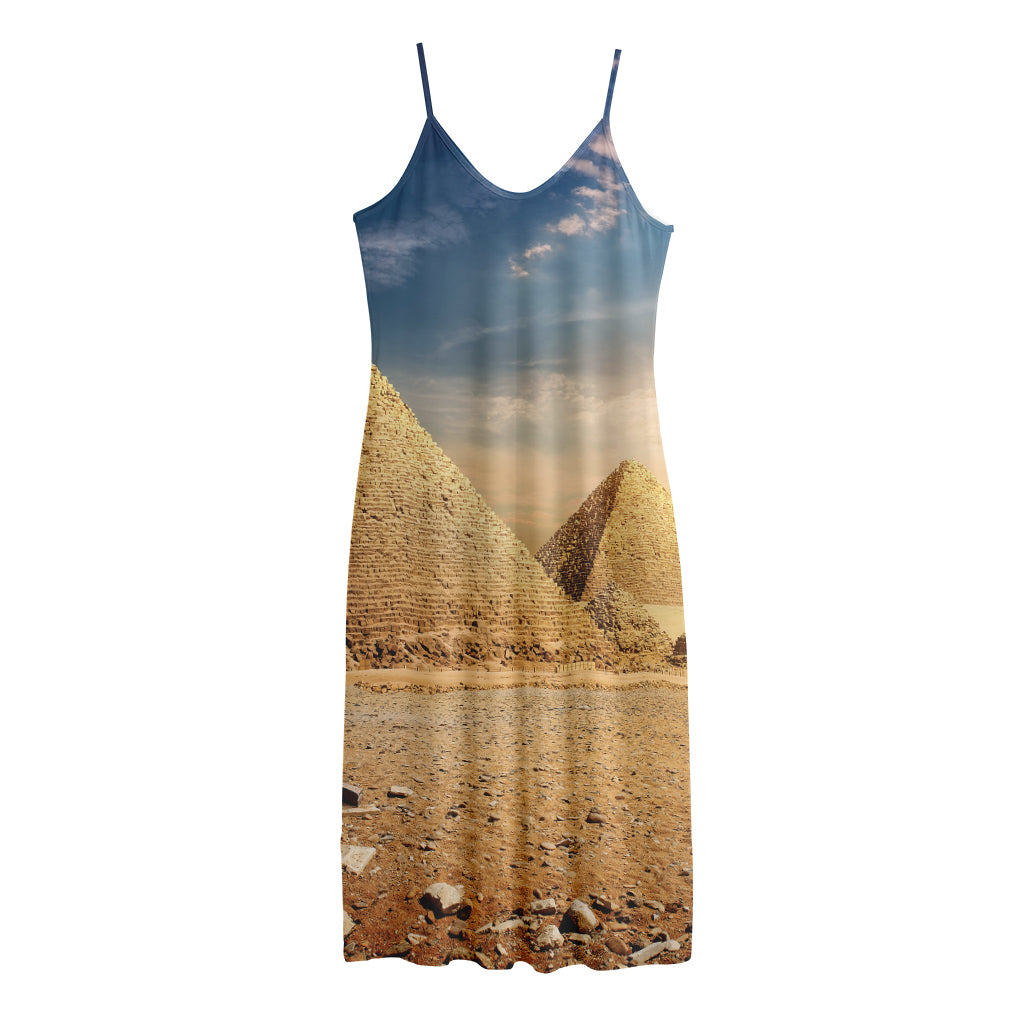 Pyramid Sunset Print Jersey Midi Cami Dress