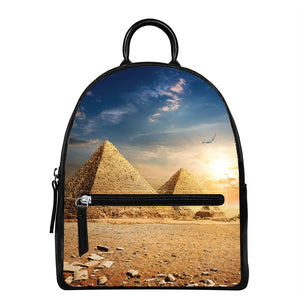 Pyramid Sunset Print Leather Backpack