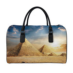 Pyramid Sunset Print Leather Duffle Bag