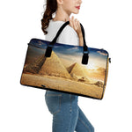 Pyramid Sunset Print Leather Duffle Bag