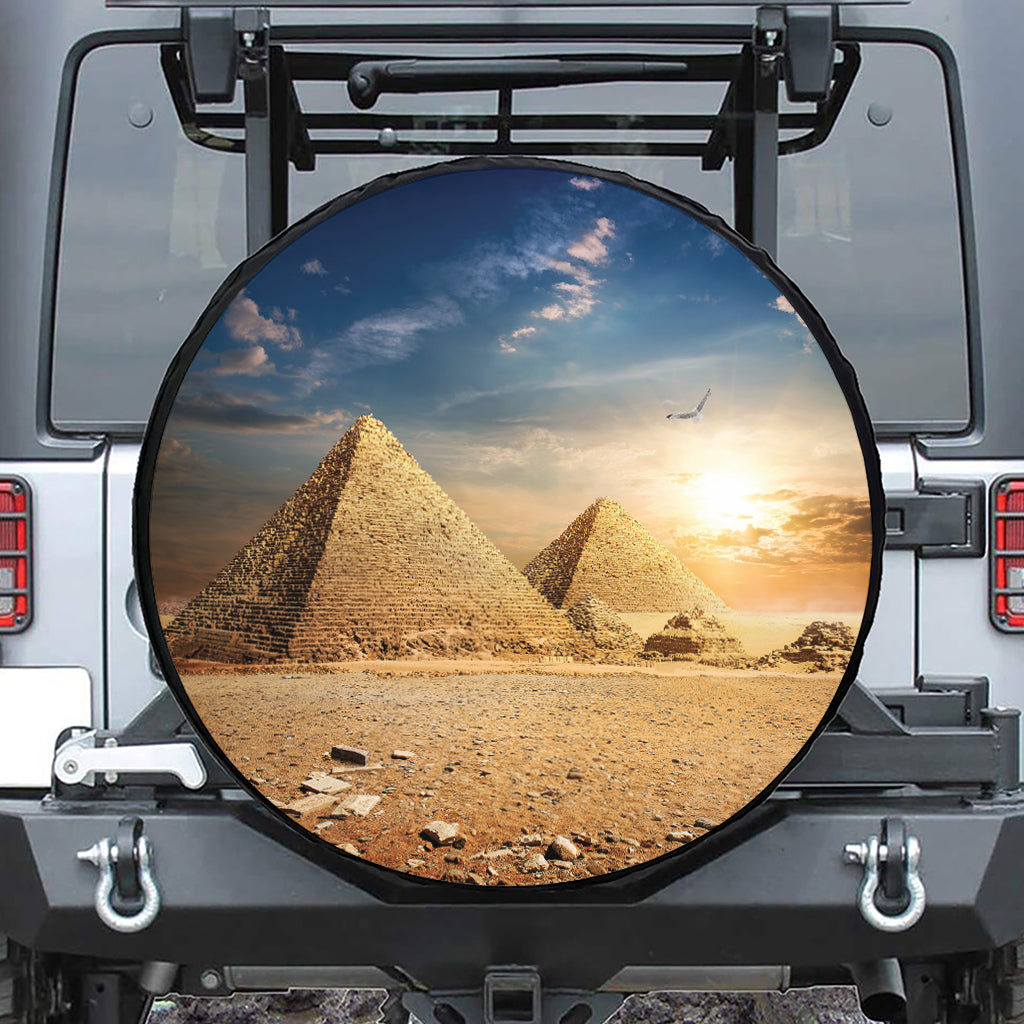 Pyramid Sunset Print Leather Spare Tire Cover