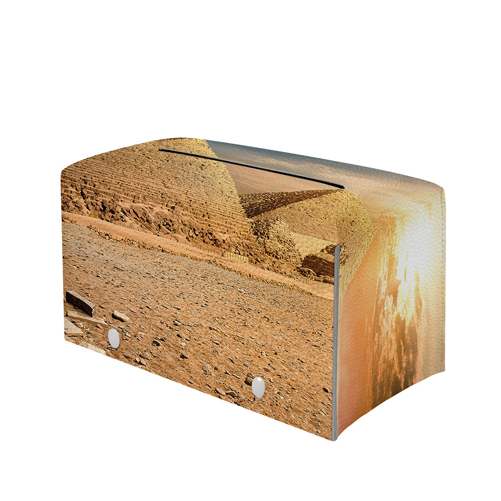 Pyramid Sunset Print Leather Tissue Box Cover