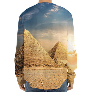 Pyramid Sunset Print Long Sleeve Baseball Jersey