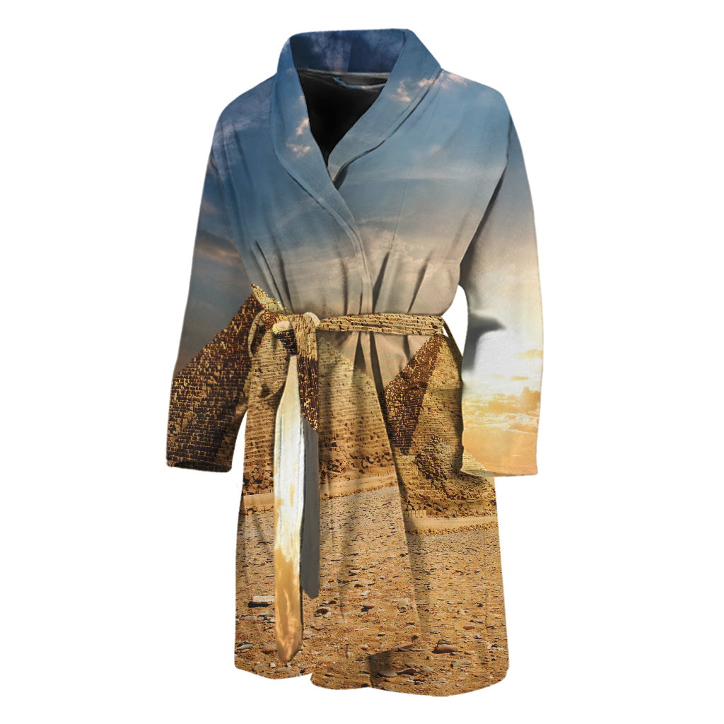 Pyramid Sunset Print Men's Bathrobe