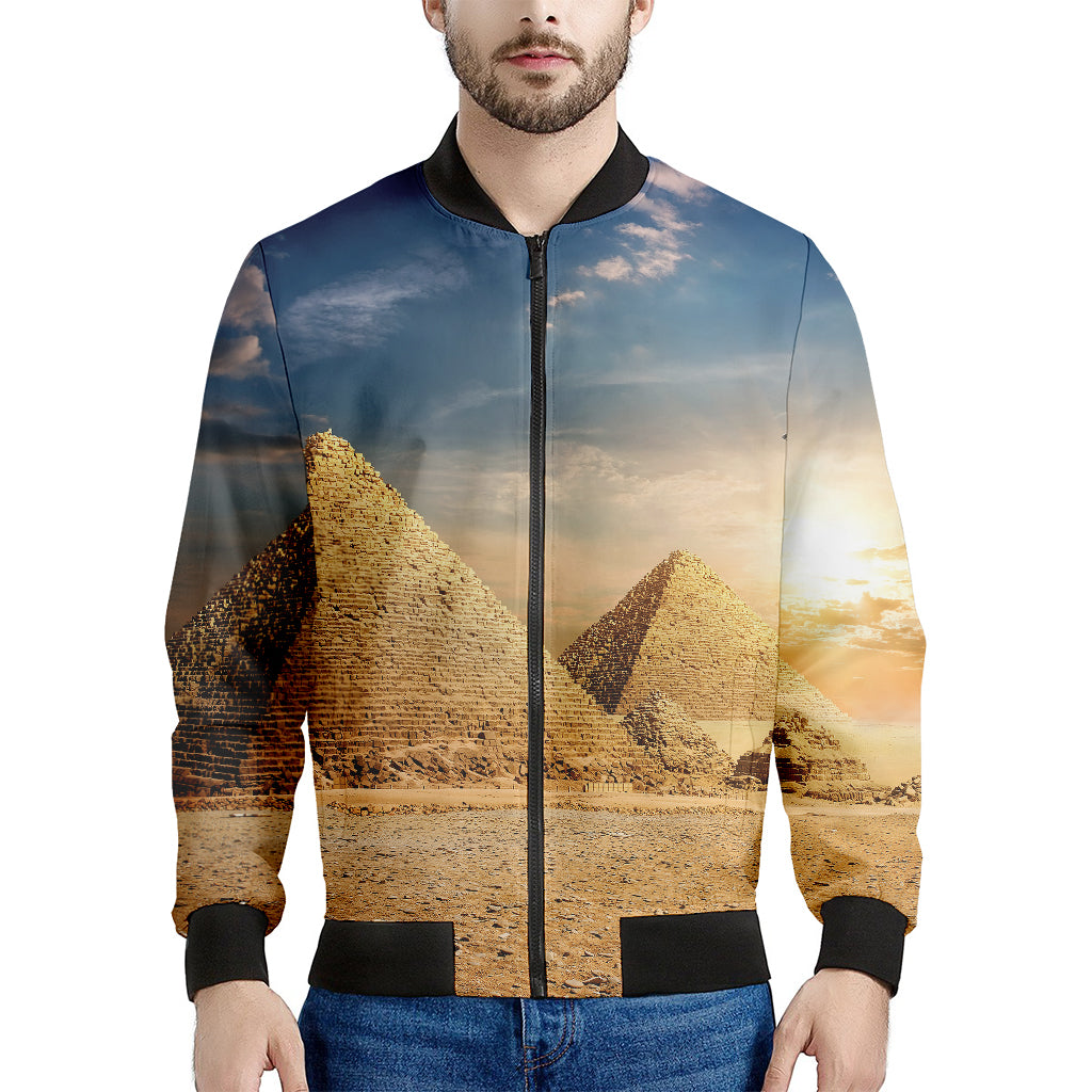 Pyramid Sunset Print Men's Bomber Jacket