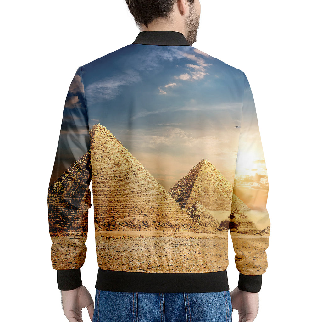 Pyramid Sunset Print Men's Bomber Jacket