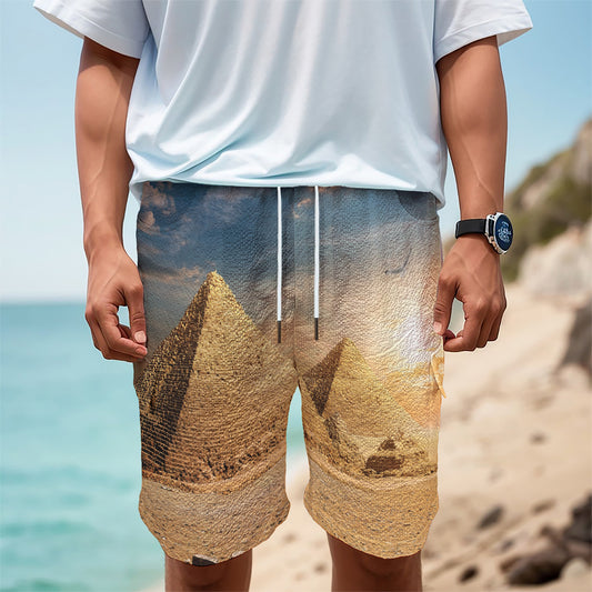 Pyramid Sunset Print Men's Cargo Shorts