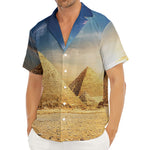 Pyramid Sunset Print Men's Deep V-Neck Shirt