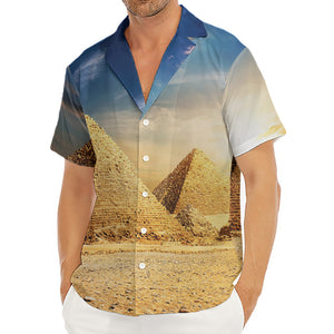 Pyramid Sunset Print Men's Deep V-Neck Shirt