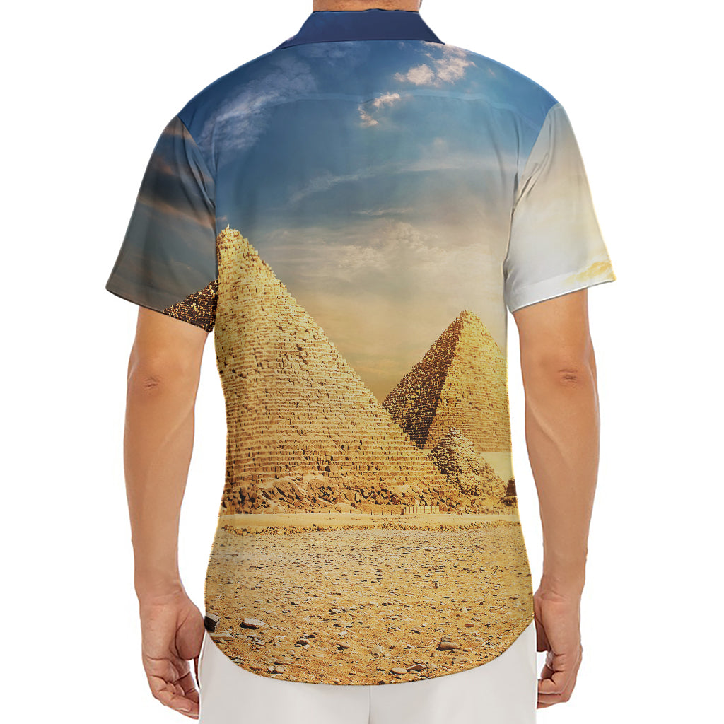 Pyramid Sunset Print Men's Deep V-Neck Shirt