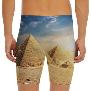 Pyramid Sunset Print Men's Long Boxer Briefs