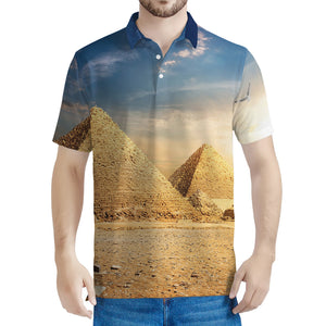 Pyramid Sunset Print Men's Polo Shirt