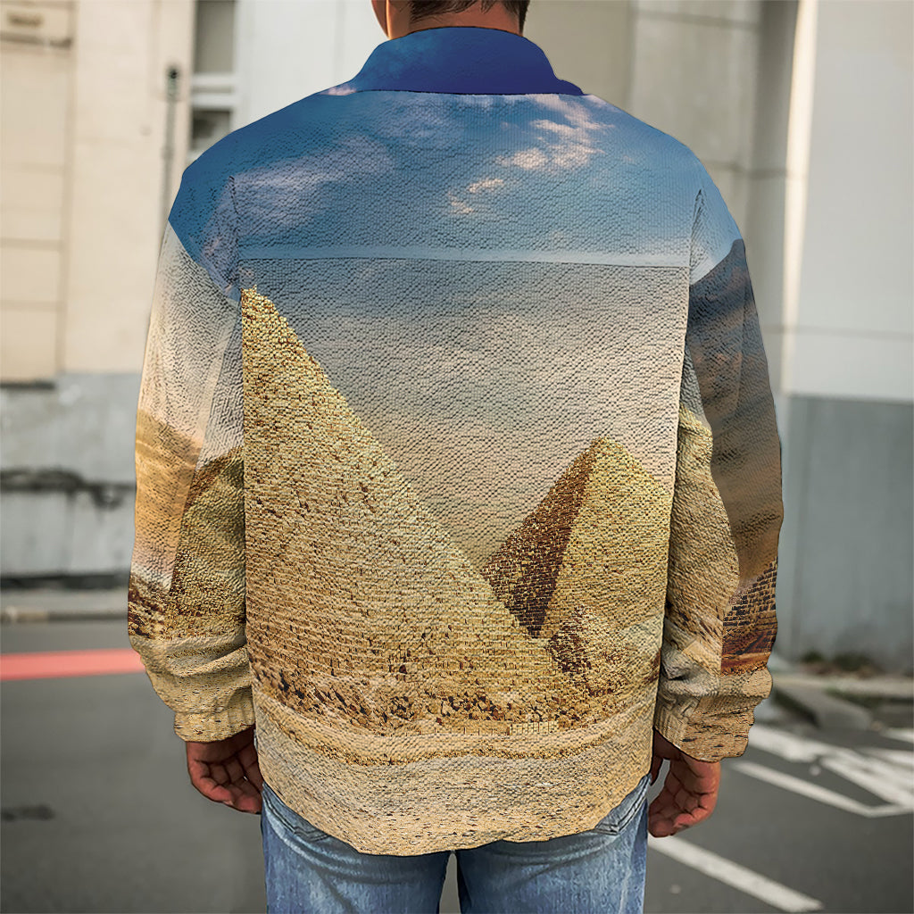 Pyramid Sunset Print Men's Shirt Jacket