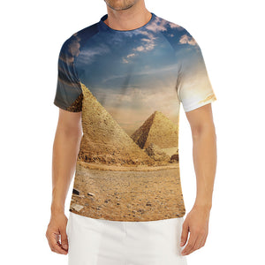 Pyramid Sunset Print Men's Short Sleeve Rash Guard