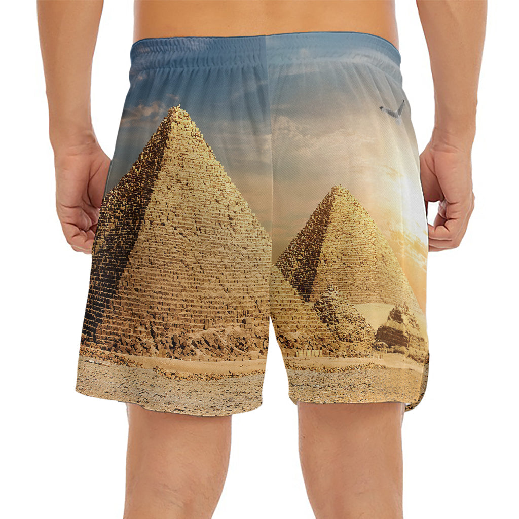 Pyramid Sunset Print Men's Split Running Shorts