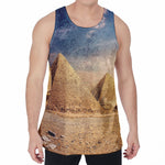Pyramid Sunset Print Men's Velvet Tank Top