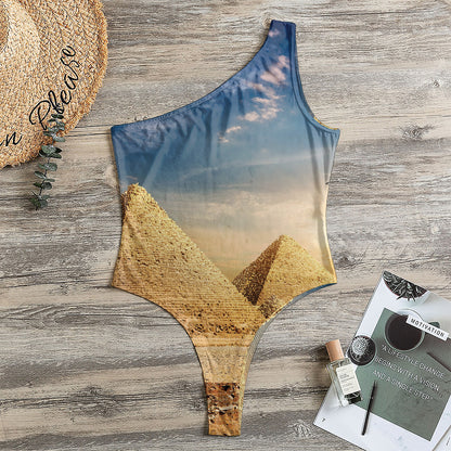 Pyramid Sunset Print One Shoulder Bodysuit