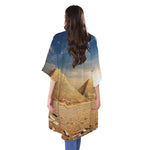 Pyramid Sunset Print Open Front Beach Cover Up