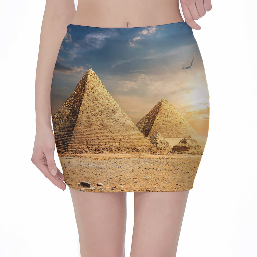 Pyramid Sunset Print Pencil Mini Skirt