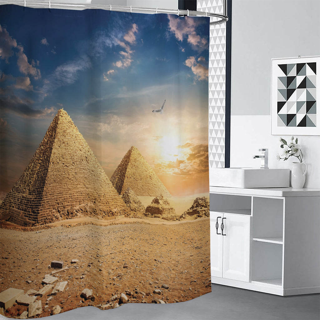 Pyramid Sunset Print Premium Shower Curtain