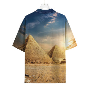 Pyramid Sunset Print Rayon Hawaiian Shirt