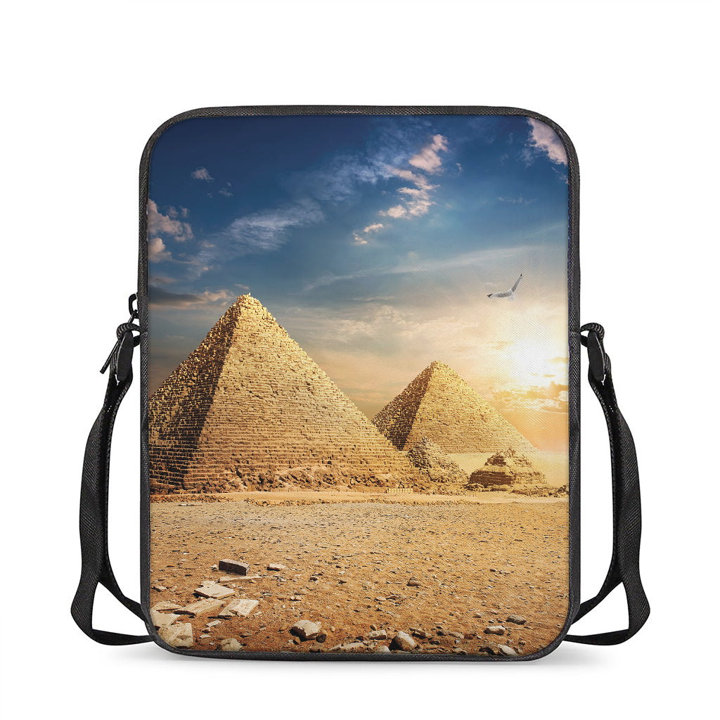 Pyramid Sunset Print Rectangular Crossbody Bag