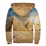 Pyramid Sunset Print Sherpa Lined Zip Up Hoodie
