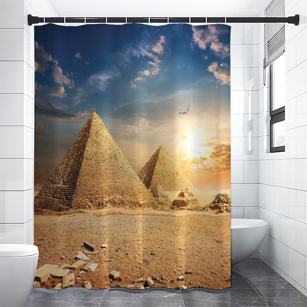 Pyramid Sunset Print Shower Curtain