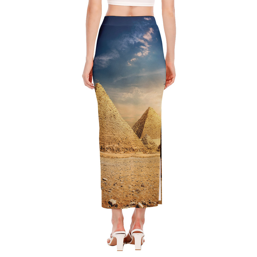 Pyramid Sunset Print Side Slit Maxi Skirt