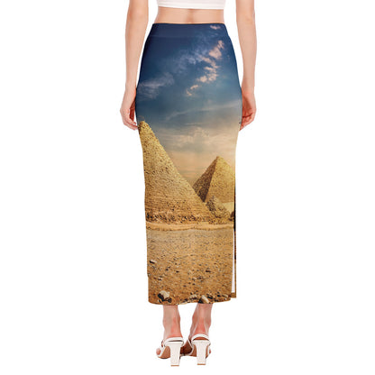Pyramid Sunset Print Side Slit Maxi Skirt