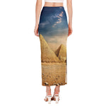 Pyramid Sunset Print Side Slit Maxi Skirt