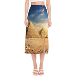 Pyramid Sunset Print Side Slit Midi Skirt