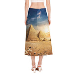 Pyramid Sunset Print Side Slit Midi Skirt