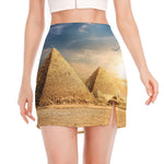 Pyramid Sunset Print Side Slit Mini Skirt