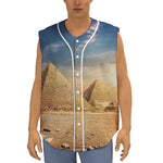 Pyramid Sunset Print Sleeveless Baseball Jersey