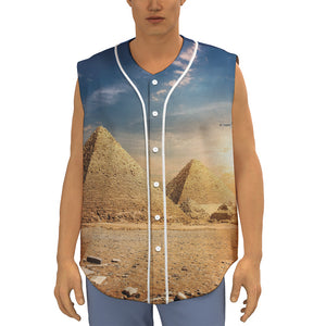 Pyramid Sunset Print Sleeveless Baseball Jersey