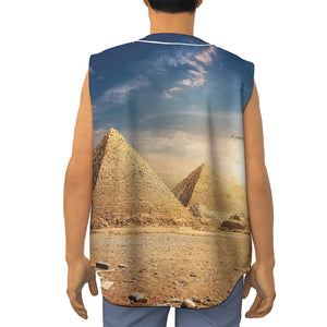 Pyramid Sunset Print Sleeveless Baseball Jersey