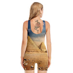 Pyramid Sunset Print Sleeveless One Piece Swimsuit